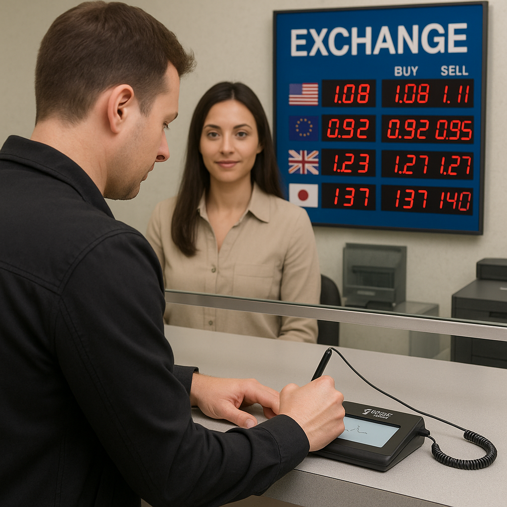 Currency exchange POS software by CGI Design, Signature Pad